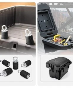 Kemimoto 2" Tie Down Anchors &amp; Big Size Cargo Box (Passenger Side) - Polaris Ranger