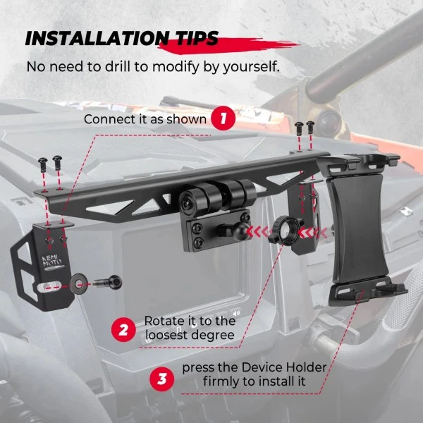 Kemimoto Polaris RZR PRO XP/XP4 2020-2023 Electronic Device Mounts, GPS Holder Phone Tablet Mount - Image 8