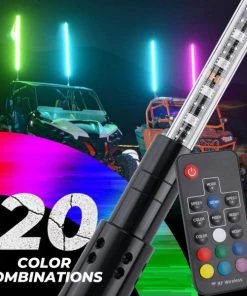 Kemimoto ATV/UTV/RZR (5FT &amp; RGB - 1PC) LED Whip Lights