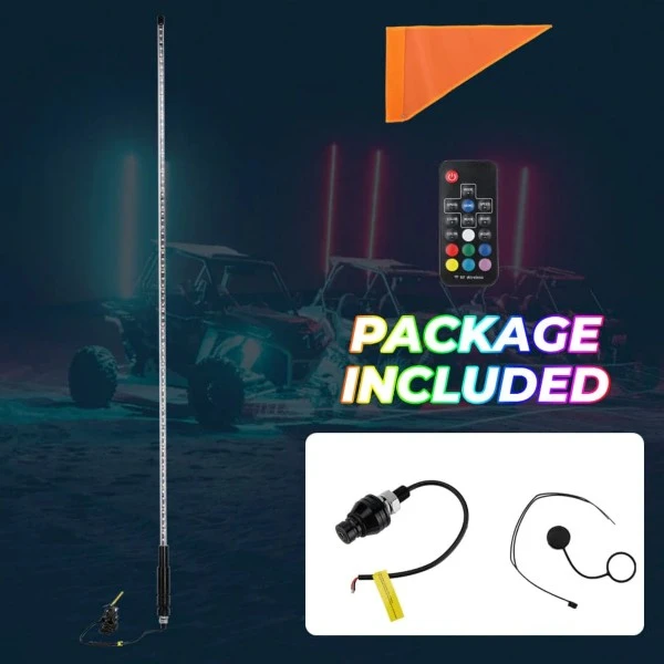 Kemimoto ATV/UTV/RZR (5FT & RGB - 1PC) LED Whip Lights - Image 11