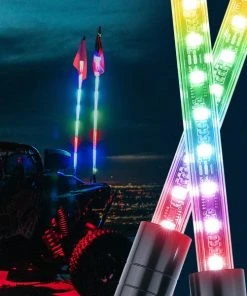 Kemimoto LED Whip Lights - 5FT &amp; RGB - 2Pcs