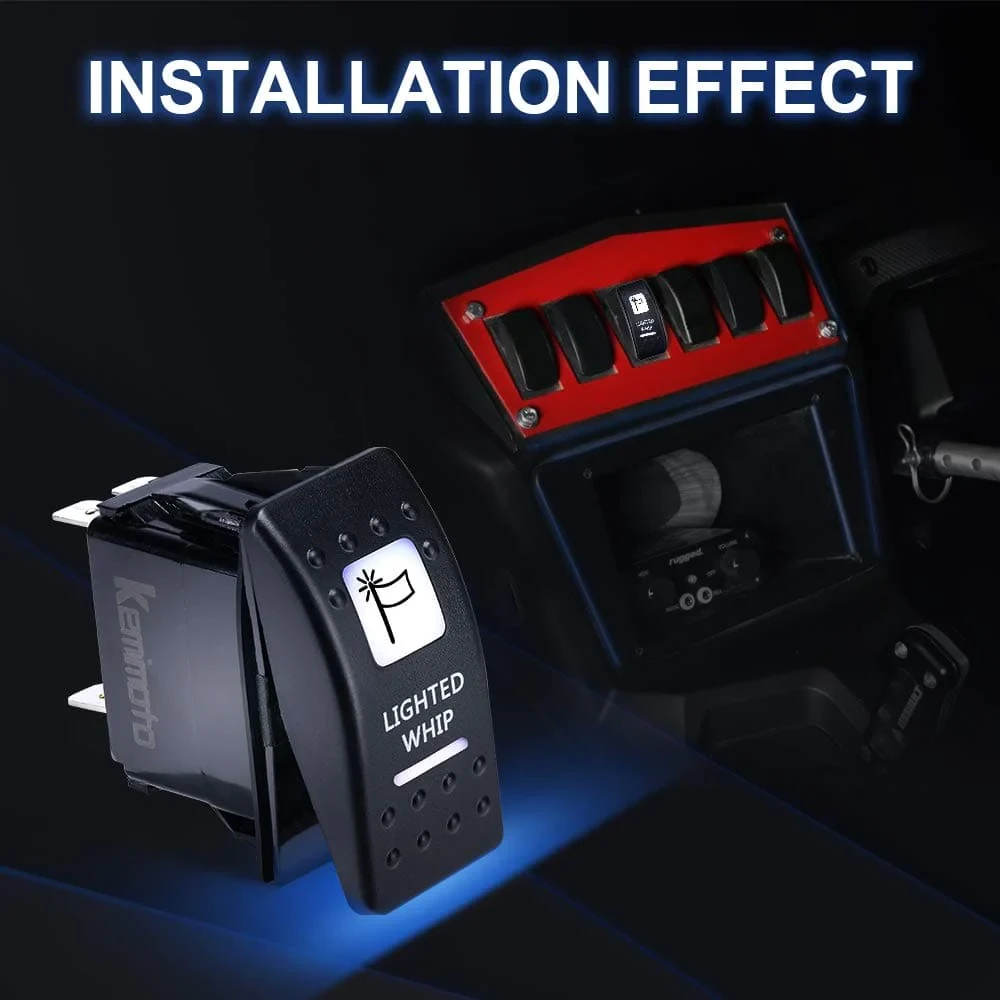 Kemimoto Whip Light Set, 2PCS 5FT Whip Light & 2PCS Flag Mount & 12V Switch On-off - Image 17