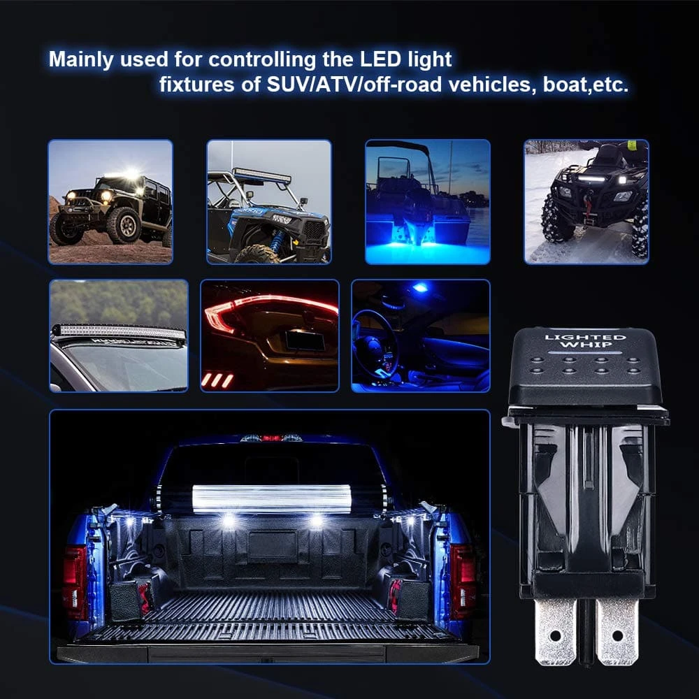 Kemimoto Whip Light Set, 2PCS 5FT Whip Light & 2PCS Flag Mount & 12V Switch On-off - Image 18