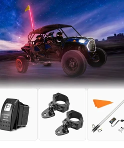 Kemimoto Whip Light Set, 2PCS 5FT Whip Light &amp; 2PCS Flag Mount &amp; 12V Switch On-off